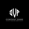 DVF letter logo design with polygon shape. DVF polygon and cube shape logo design. DVF hexagon vector logo template white and Royalty Free Stock Photo