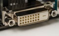DVI digital video signal output connector on rear motherboard panel Royalty Free Stock Photo