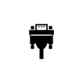 DVI or VGA Cable, Video Plug Connector. Flat Vector Icon illustration. Simple black symbol on white background. DVI or VGA Cable, Royalty Free Stock Photo