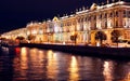 Dvortsovaya embankment at night. Saint Petersburg Royalty Free Stock Photo