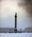 Dvortsovaya square knee-deep snow in a storm