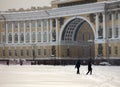 Dvortsovaya square knee-deep snow in a storm