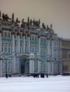 Dvortsovaya square knee-deep snow in a storm