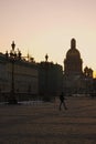 Dvortsovaya Square in Saint-Petersburg, Russia, at sunset. Royalty Free Stock Photo