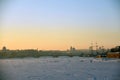 Dvortsovy bridge and the Neva river panorama in Saint-Petersburg, Russia Royalty Free Stock Photo