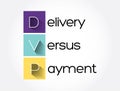 DVP - Delivery Versus Payment acronym, business concept background