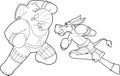 Outlined Republican Elephant And Democrat Donkey Cartoon Characters Boxing Royalty Free Stock Photo