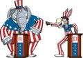Republican Elephant vs Democrat Donkey Cartoon Characters Royalty Free Stock Photo
