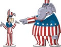 Democrat Donkey vs Republican Elephant Cartoon Characters Royalty Free Stock Photo