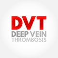 DVT Deep Vein Thrombosis - medical condition that occurs when a blood clot forms in a deep vein, acronym text concept background Royalty Free Stock Photo