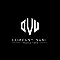 DVU letter logo design with polygon shape. DVU polygon and cube shape logo design. DVU hexagon vector logo template white and Royalty Free Stock Photo