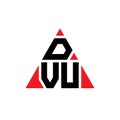 DVU triangle letter logo design with triangle shape. DVU triangle logo design monogram. DVU triangle vector logo template with red Royalty Free Stock Photo