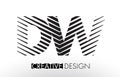 DW D W Lines Letter Design with Creative Elegant Zebra