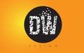 DW D W Logo Made of Small Letters with Black Circle and Yellow B