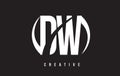 DW D W White Letter Logo Design with Black Background.