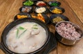 Dwaeji Gukbap Korean Pork Soup Rice Served With Traditional Side Dishes Royalty Free Stock Photo