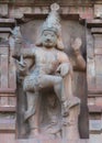 Dwarapalaka statue on Gopuram of Brihadeswarar temple. Royalty Free Stock Photo