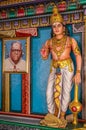 Dwarapalaka statue with photo of benefactor, Kadirampura, Karnataka, India