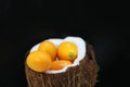 dwarf bitter oranges served in the coconut