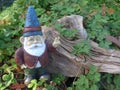 Dwarf in front of wooden root Royalty Free Stock Photo