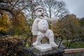 Dwarf Garden Zwergerlgarten - Pallone Player Dwarf with ball - 17th century statue - Salzburg, Austria Royalty Free Stock Photo