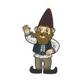 Dwarf gnome sketch vector illustration