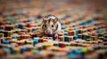 Dwarf Hamster\'s Scamper in a Colorful Maze