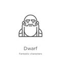 dwarf icon vector from fantastic characters collection. Thin line dwarf outline icon vector illustration. Outline, thin line dwarf