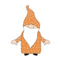 Dwarf in orange clothing on white background