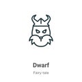 Dwarf outline vector icon. Thin line black dwarf icon, flat vector simple element illustration from editable fairy tale concept Royalty Free Stock Photo