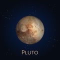 Dwarf planet Pluto icon. Solar system, cosmos