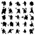 Dwarf silhouettes set