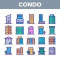 Dwelling House, Condo Linear Vector Icons Set