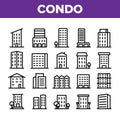 Dwelling House, Condo Linear Vector Icons Set