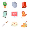 Dwelling icons set, cartoon style