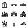 Dwelling icons set, simple style