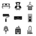 Dwelling icons set, simple style