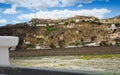 Dwellings houses into rock at Puerto Lumbreras and Nogalte castle Royalty Free Stock Photo