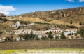 Dwellings houses into rock at Puerto Lumbreras Royalty Free Stock Photo