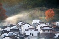 The dwellings in morning in valley of Shicheng Wuyuan Royalty Free Stock Photo