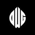 DWG circle letter logo design with circle and ellipse shape. DWG ellipse letters with typographic style. The three initials form a Royalty Free Stock Photo