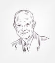 Dwight David Eisenhower usa president vector sketch portrait