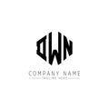 DWN letter logo design with polygon shape. DWN polygon and cube shape logo design. DWN hexagon vector logo template white and Royalty Free Stock Photo