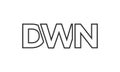 DWN logo design template with strong and modern bold text. Initial based vector logotype featuring simple and minimal typography. Royalty Free Stock Photo