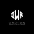 DWR letter logo design with polygon shape. DWR polygon and cube shape logo design. DWR hexagon vector logo template white and Royalty Free Stock Photo