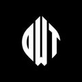 DWT circle letter logo design with circle and ellipse shape. DWT ellipse letters with typographic style. The three initials form a Royalty Free Stock Photo