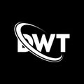 DWT logo. DWT letter. DWT letter logo design. Initials DWT logo linked with circle and uppercase monogram logo. DWT typography for Royalty Free Stock Photo