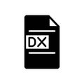 Black solid icon for Dx, file and alphabet Royalty Free Stock Photo