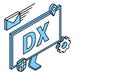 IT, DX image, simple computer monitor and IT icon, isometric