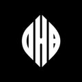 DXB circle letter logo design with circle and ellipse shape. DXB ellipse letters with typographic style. The three initials form a Royalty Free Stock Photo